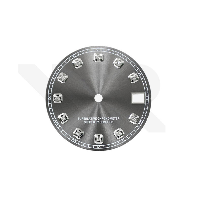 Gray Sunburst Dial with Zirconia Indices for Seiko Mod: DJ OP Style