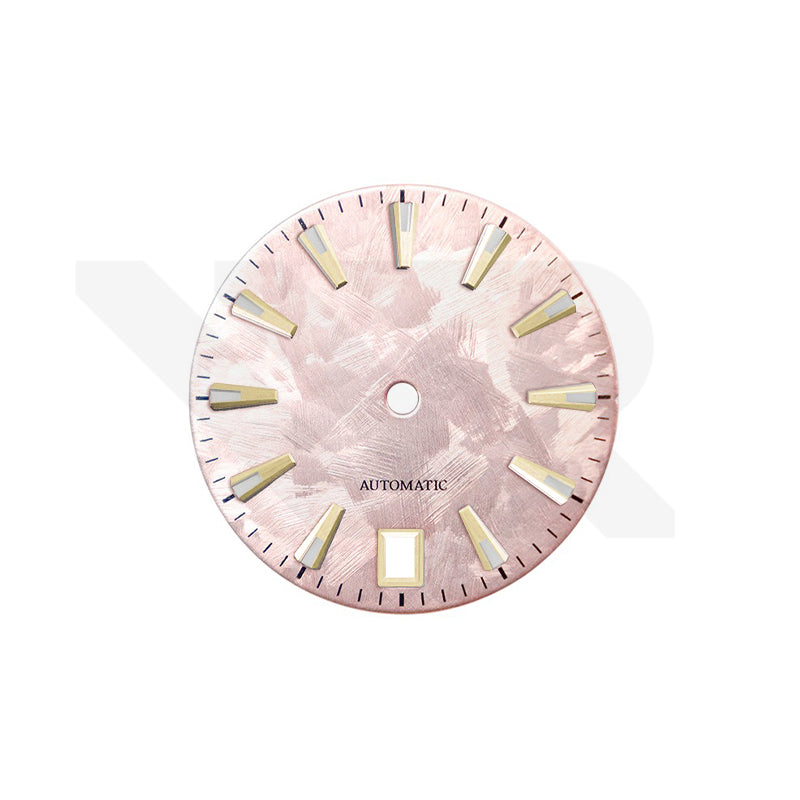 GS Shunbun Style Blossom Pink Dial for Seiko Mod: Gold GS Style Indices with 6h Date Window