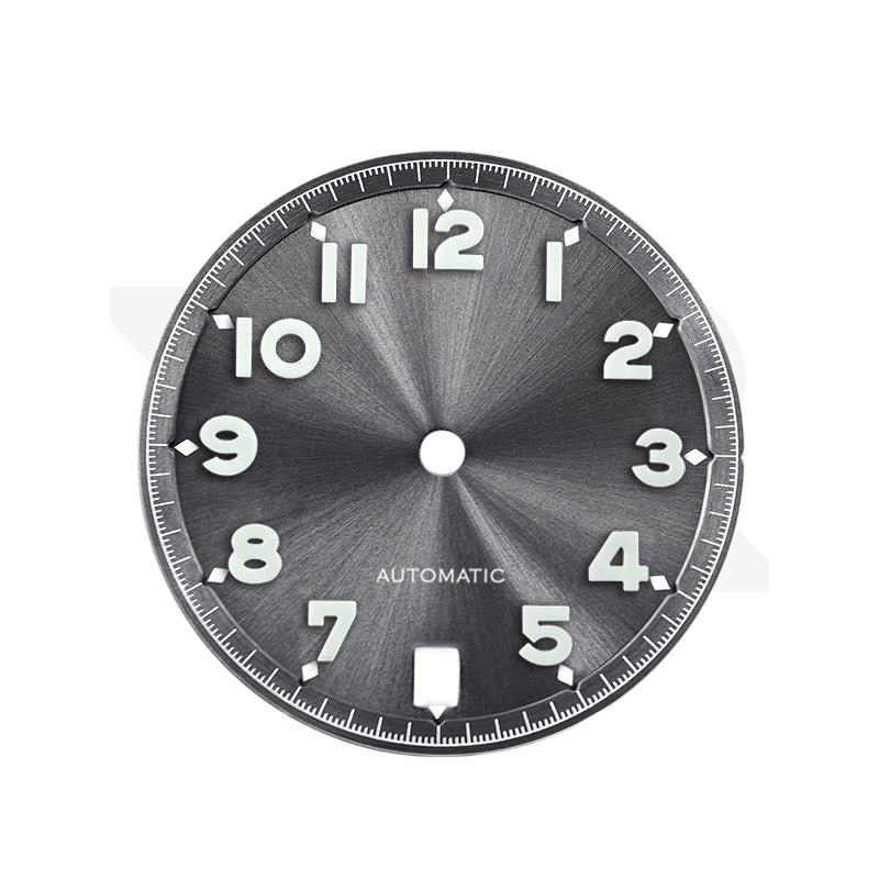 Sunburst Pilot Dial with Numeral Indices for Seiko Mod: Sunburst Gray