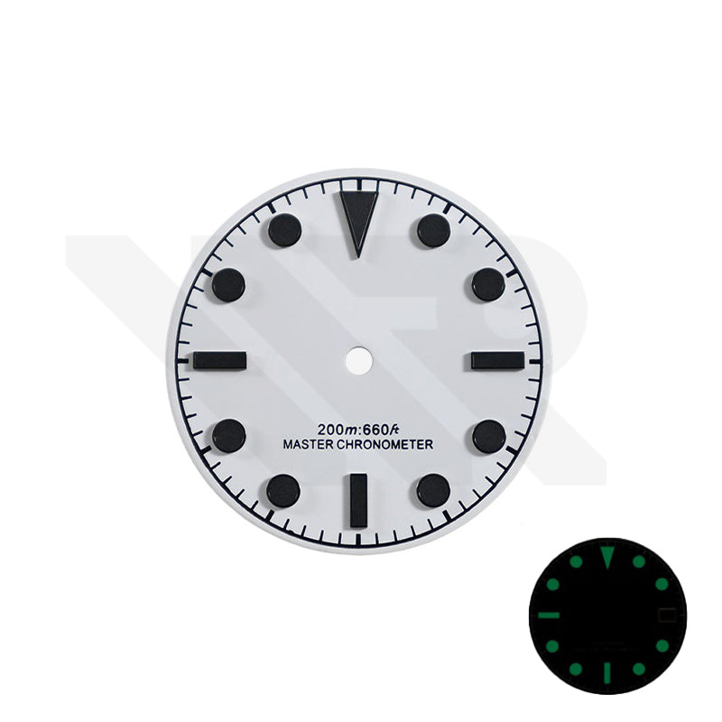 Blackbay Style Diver Dial for Seiko Mod: Cold White with Black Luminous No Date