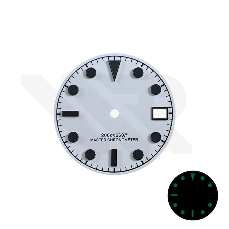 Blackbay Style Diver Dial for Seiko Mod: Cold White with Black Luminous