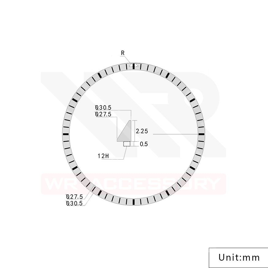 Seiko Mod SKX / SRPD Chapter Ring: Black With Light Blue Markers