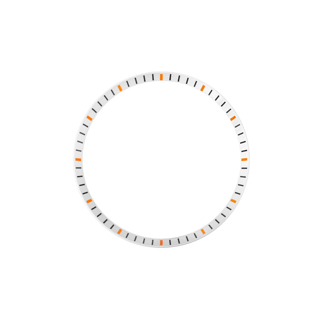 Seiko Mod SKX / SRPD Chapter Ring: Metallic White With Orange Markers