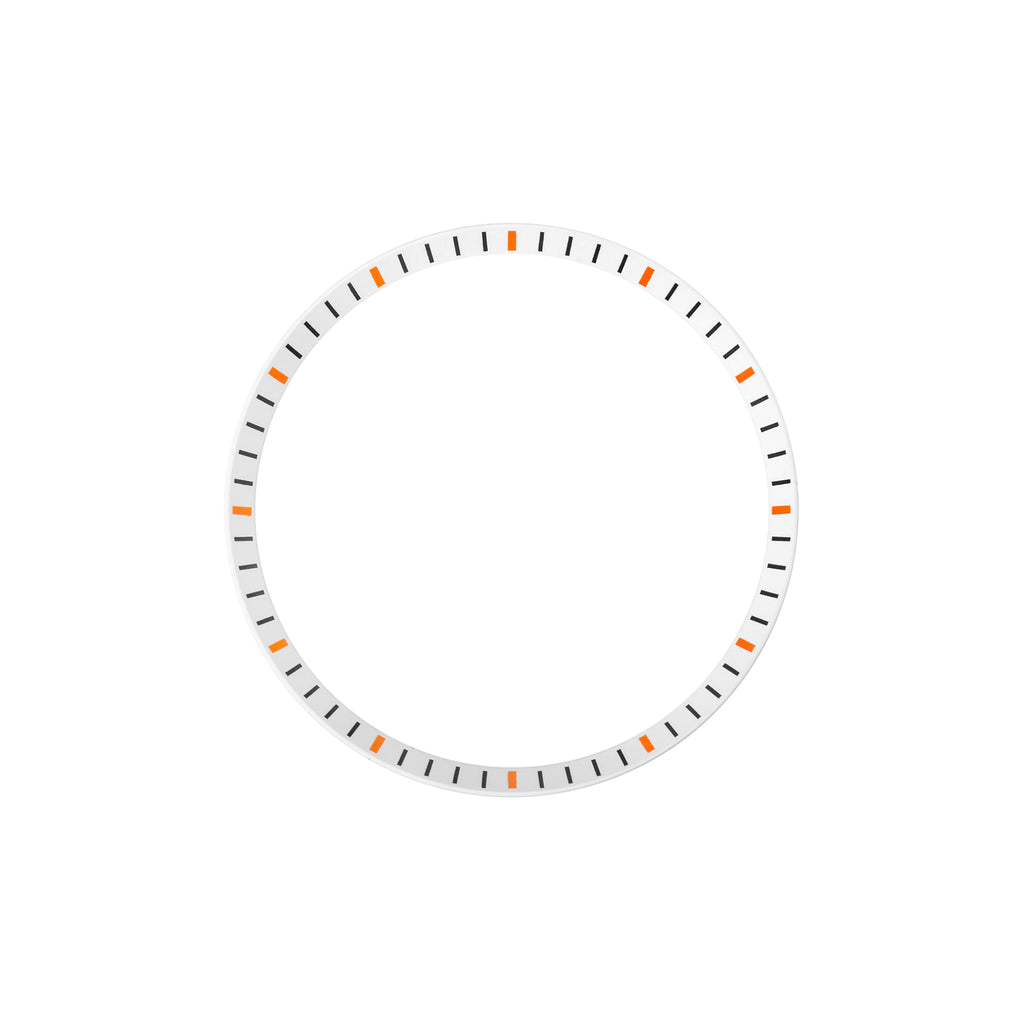 Seiko Mod SKX / SRPD Chapter Ring: White With Orange Markers