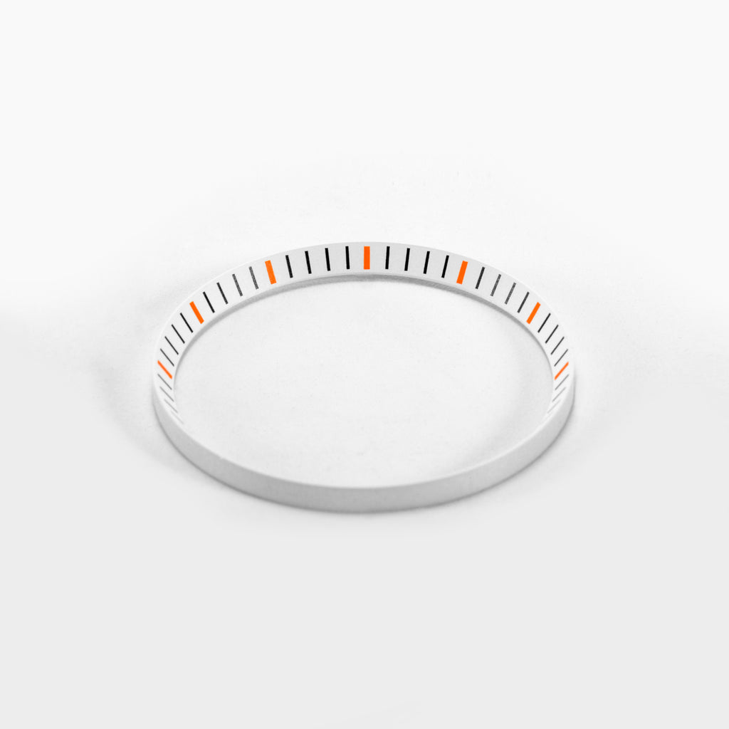 Seiko Mod SKX / SRPD Chapter Ring: White With Orange Markers