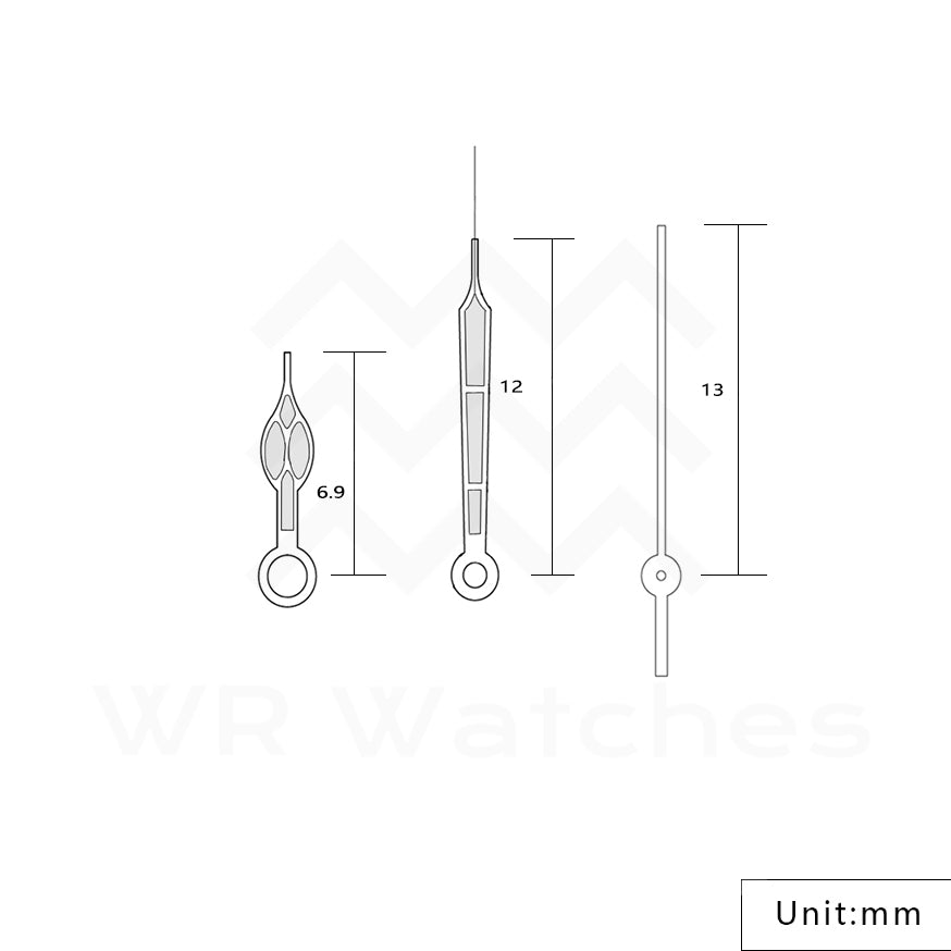 Alpinist Watch Hands for Seiko Mod: Black