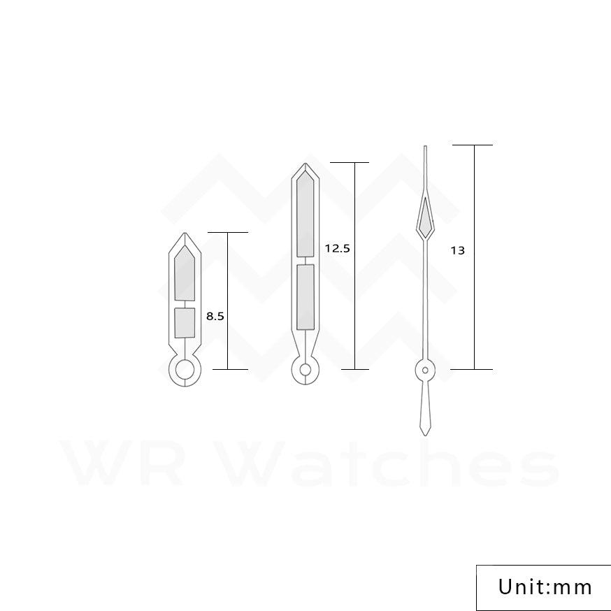 Ladder Watch Hands for Seiko Mod: Black