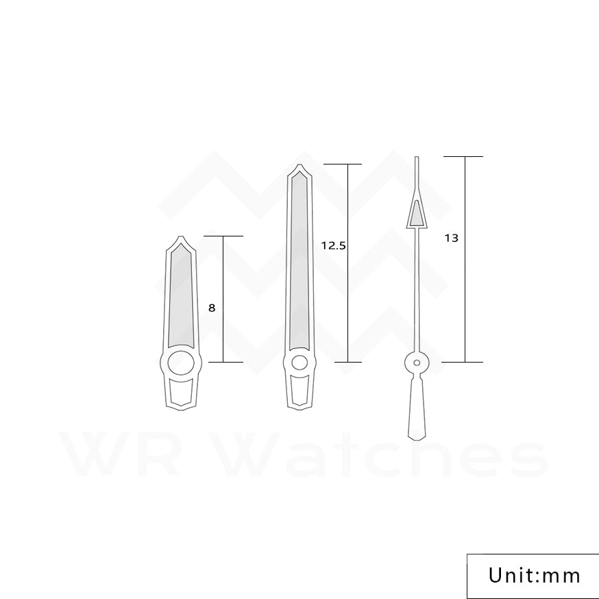 AW1158 Watch Hands for Seiko Mod: Silver