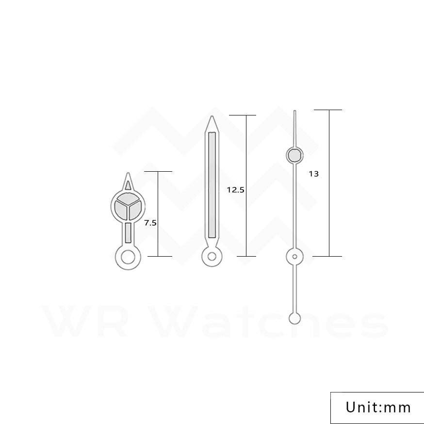 Mercedes Watch Hands for Casio MDV Mod: Black w Yellow (Cathedral)