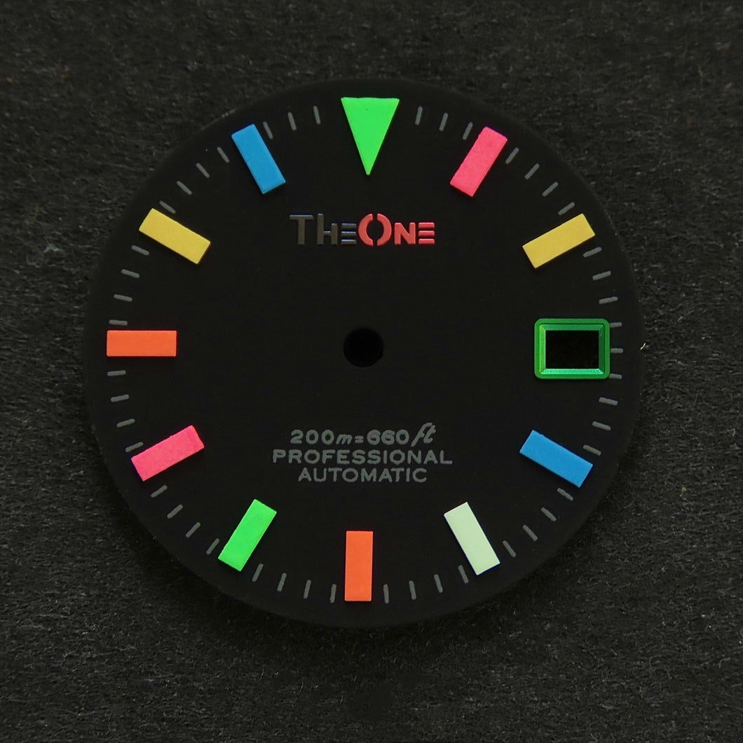 Multi Color Indices Matte Black Dial for Seiko Mod